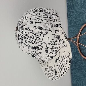 Reverb White & Black Print Hip Hop Baseball Cap Hat Has Flaws 7 1/2